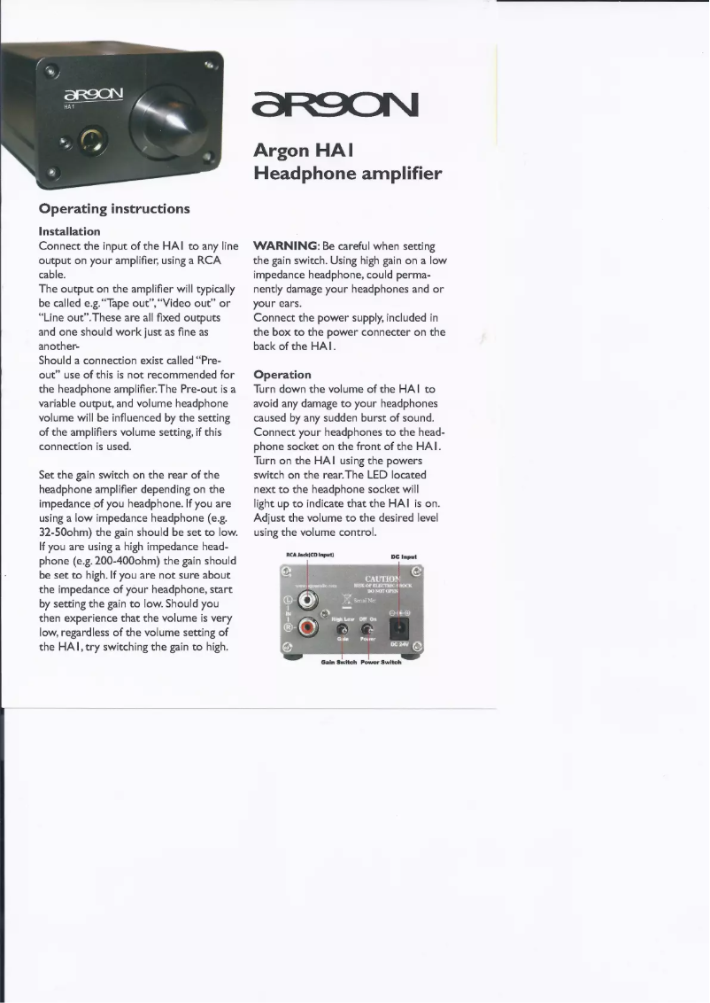 Página nº 1 - Manual de usuario Argon HA1