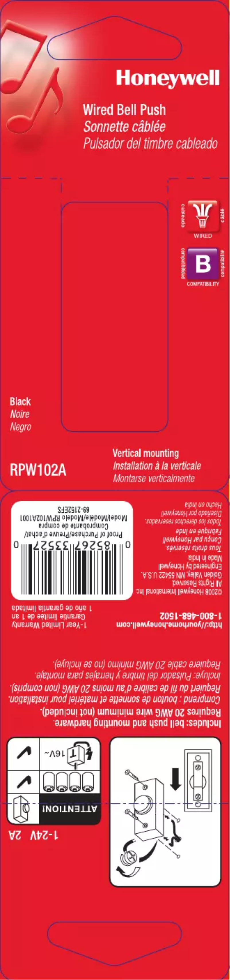 Página 1 del manual Manual de usuario Honeywell RPW102A