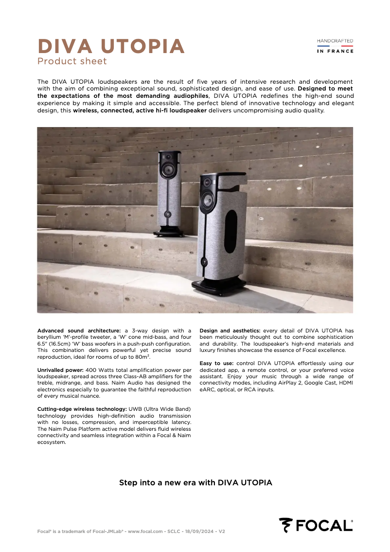 Página 1 del manual Ficha técnica Focal Diva Utopia