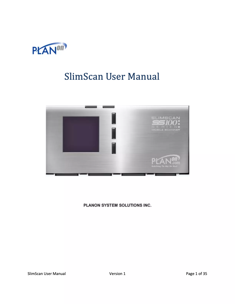 Imagen de la primera página del manual del dispositivo SlimScan SS100