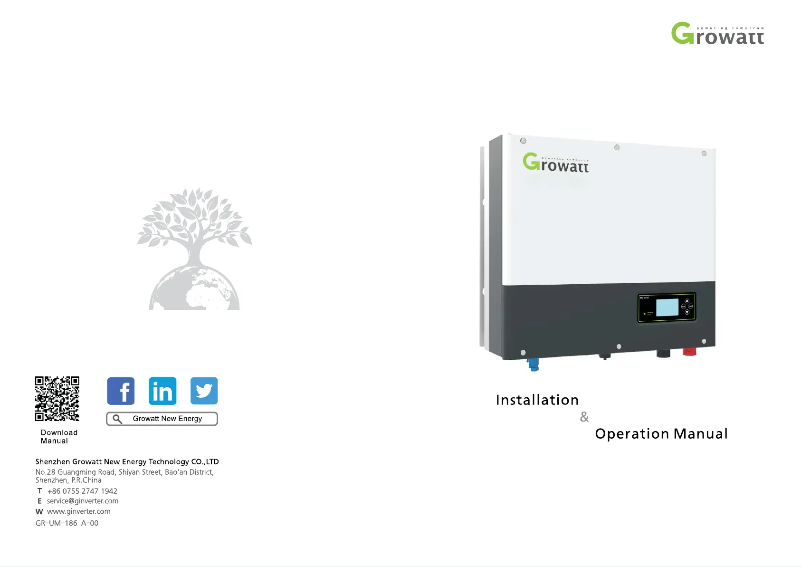 Página 1 del manual Guía de instalación Growatt SPA 10000TL3 BH