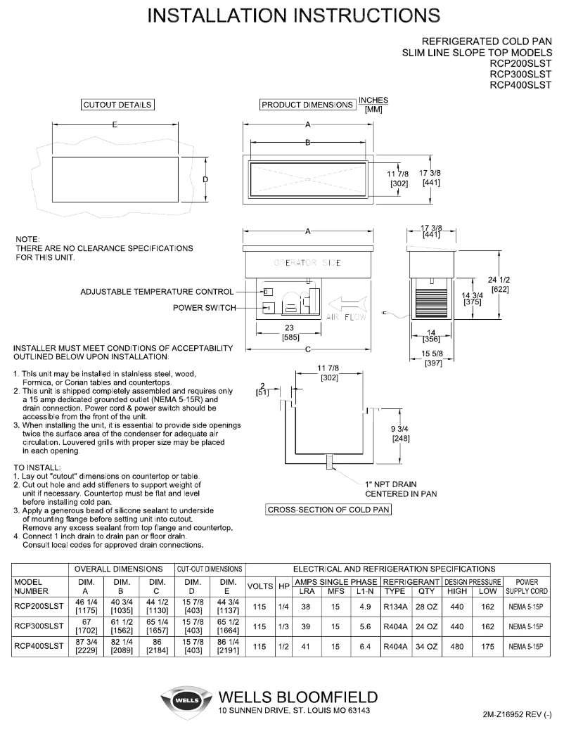 Página 1 del manual Manual de usuario Wells RCP200SLST