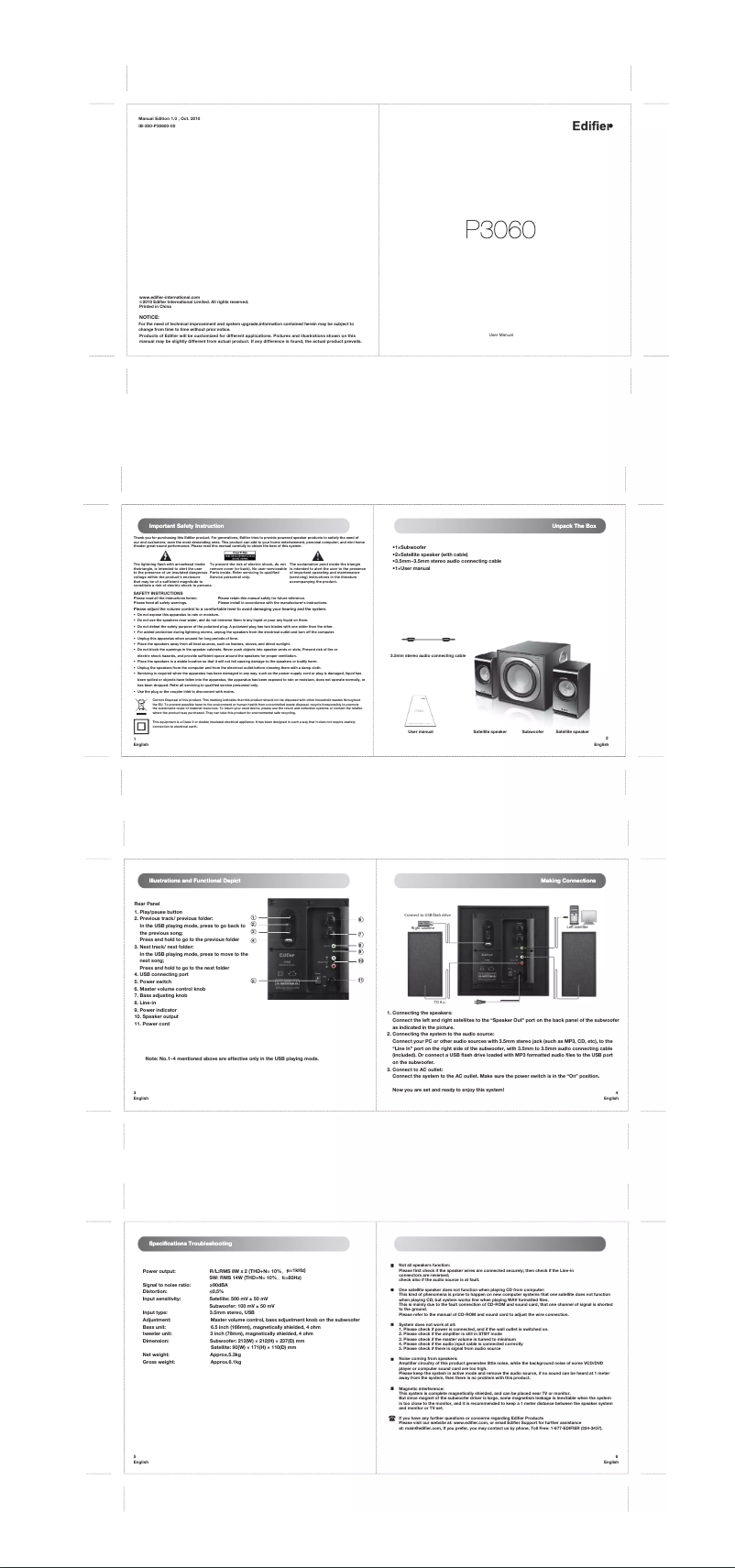Página 1 del manual Manual de usuario Edifier Stylish 2.1