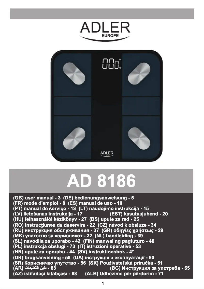 Imagen de la primera página del manual del dispositivo AD 8186