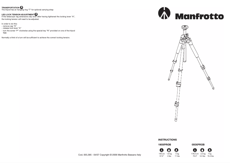 Página 1 del manual Manual de usuario Manfrotto 190XPROB