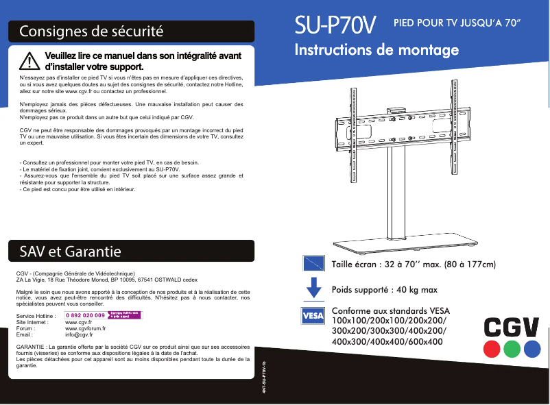 Imagen de la primera página del manual del dispositivo SU-P70V