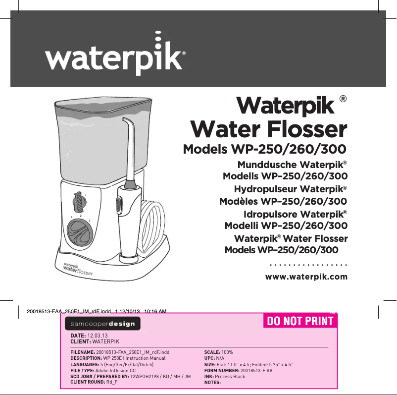 Imagen de la primera página del manual del dispositivo Nano WP-250