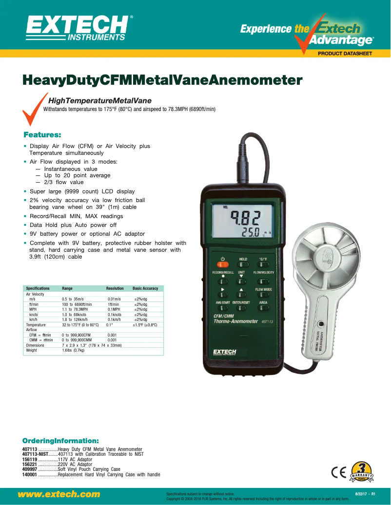 Página nº 1 - Ficha técnica Extech 407113