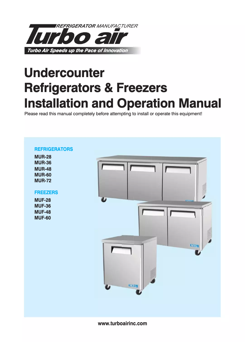 Página 1 del manual Manual de uso y mantenimiento Turbo air MUR-36