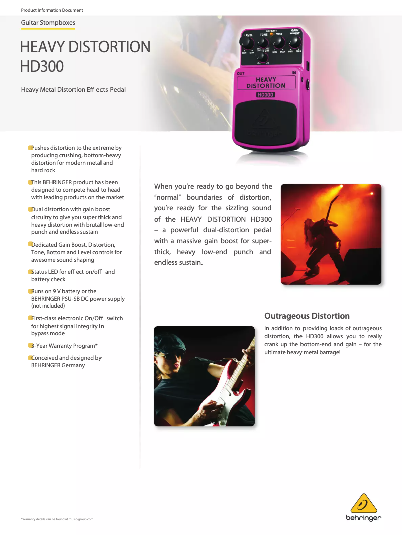 Imagen de la primera página del manual del dispositivo Heavy Distortion HD300