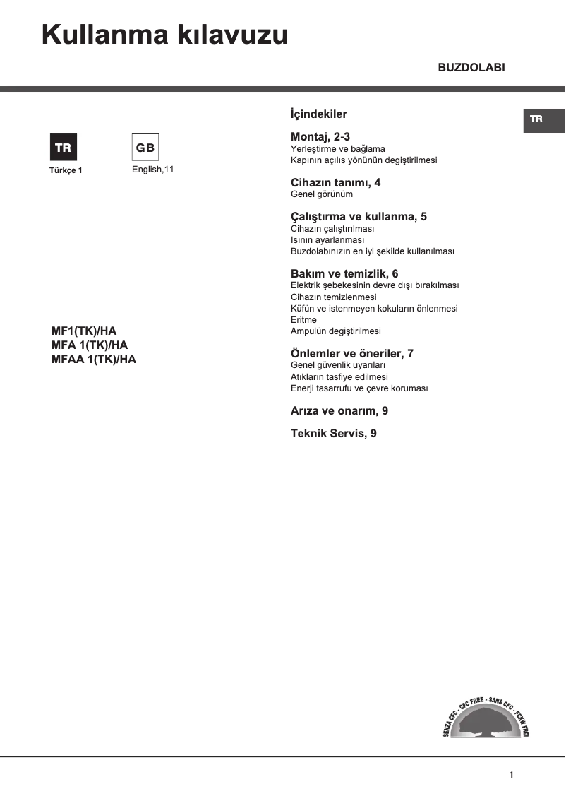 Página 1 del manual Manual de usuario Hotpoint MFAA 1 (TK)