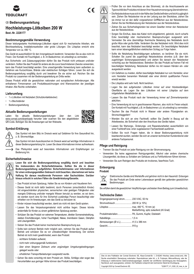 Página 1 del manual Manual de usuario Toolcraft KB-200