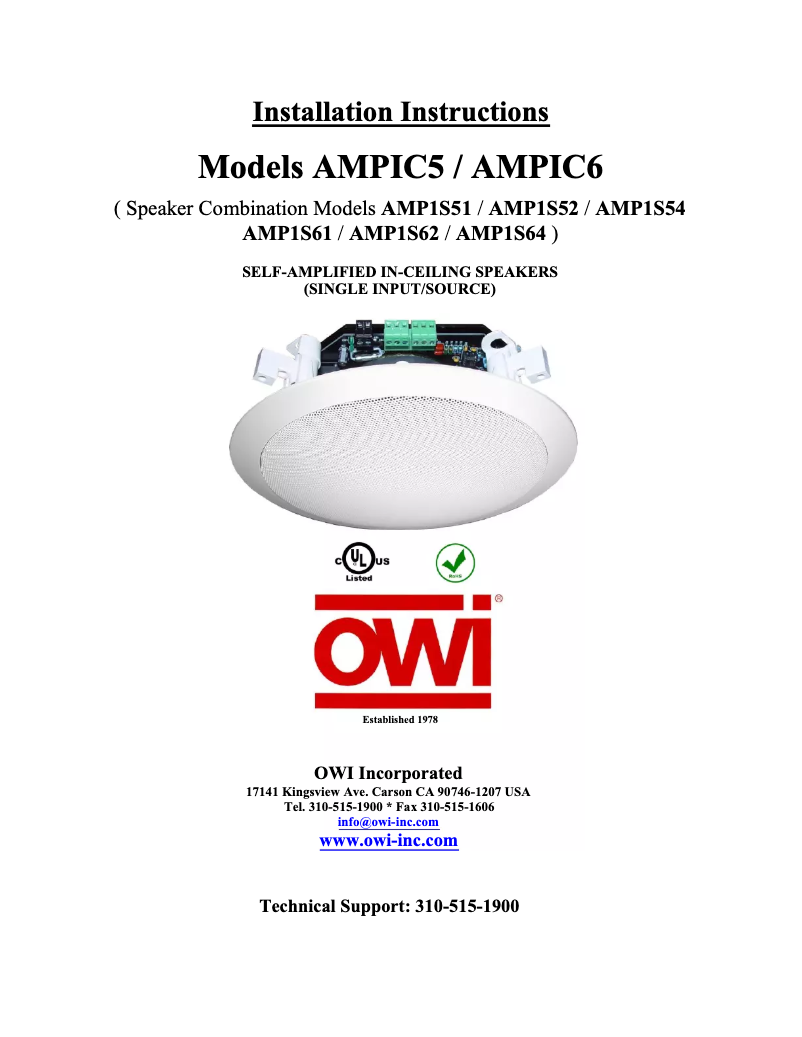 Imagen de la primera página del manual del dispositivo AMP1S64