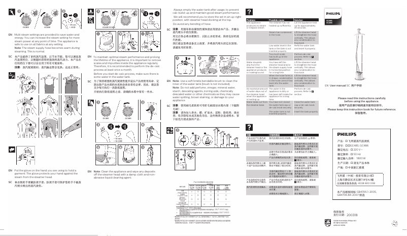 Imagen de la primera página del manual del dispositivo Easy Touch GC486