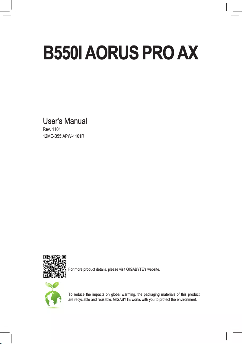 Página 1 del manual Manual de usuario Gigabyte B550I AORUS PRO A