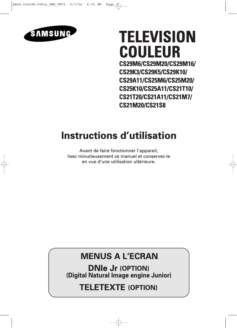 Imagen de la primera página del manual del dispositivo CS-29K5MH