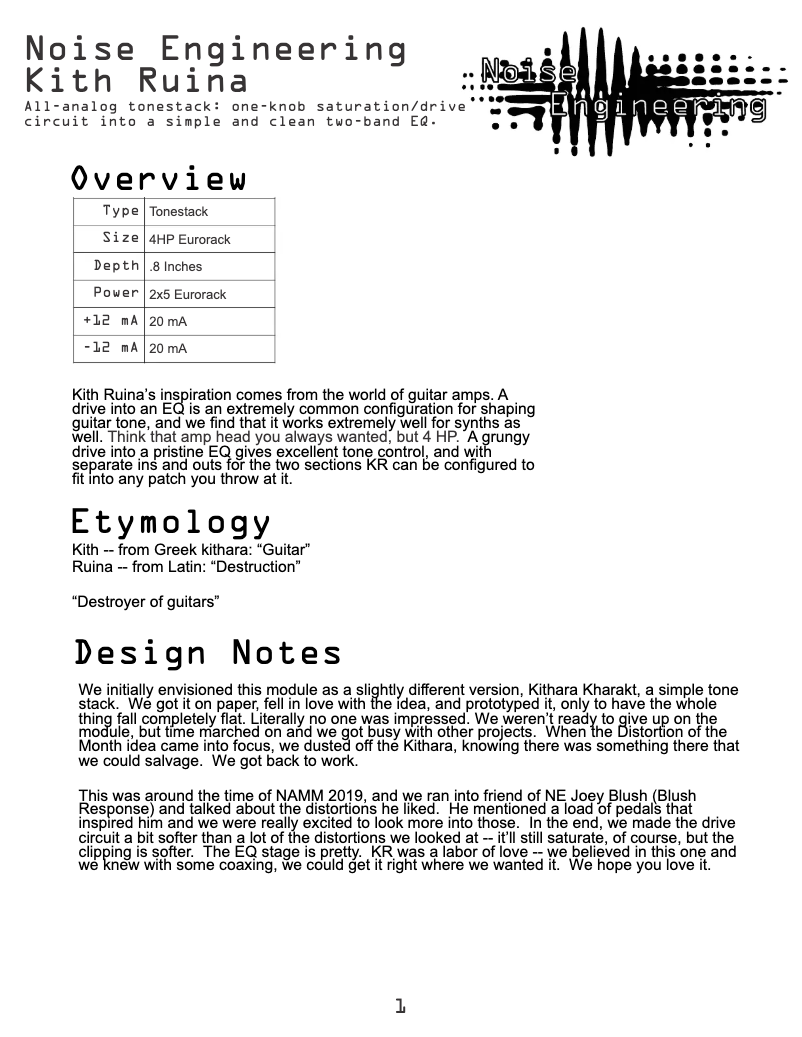 Imagen de la primera página del manual del dispositivo Kith Ruina