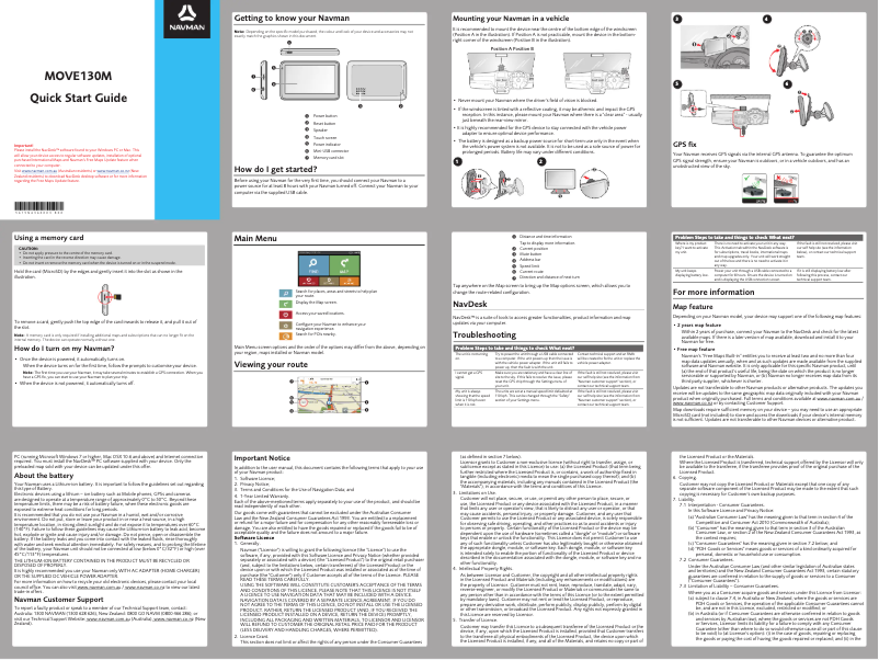 Página 1 del manual Guía de inicio rápido Navman MOVE-130M