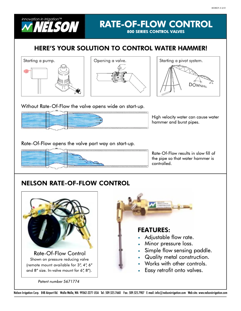 Página 1 del manual Folleto Nelson 800 Series Flow