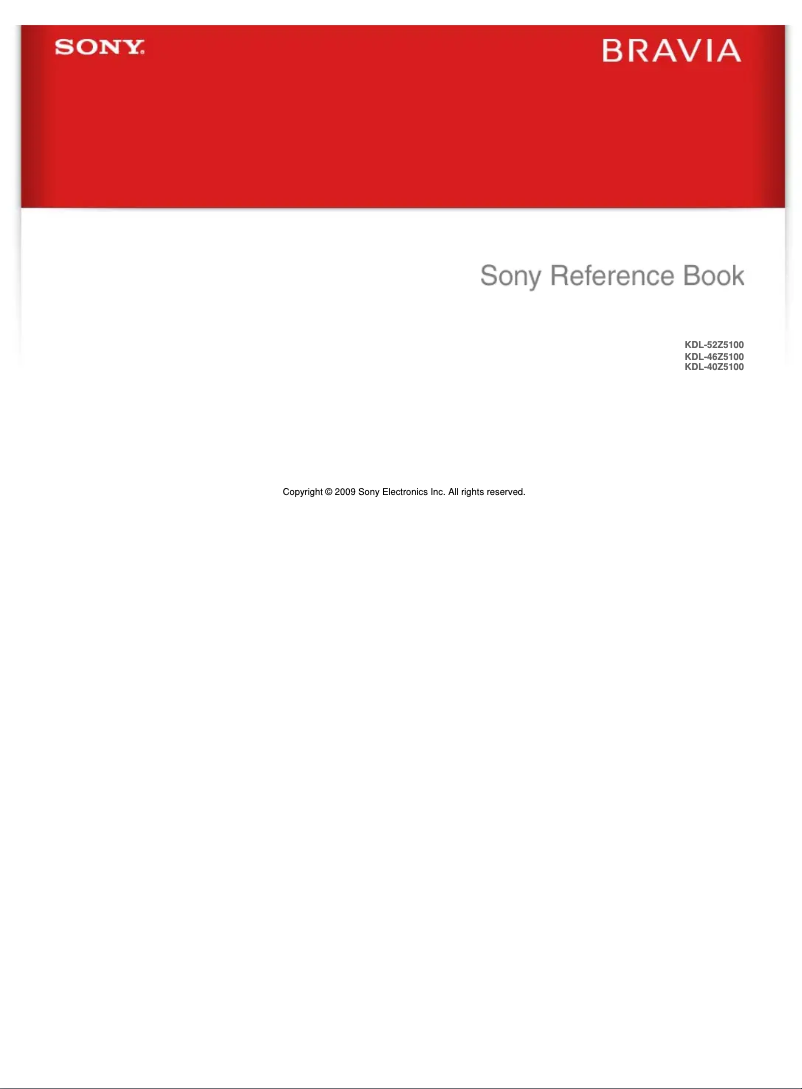 Imagen de la primera página del manual del dispositivo Bravia KDL-52Z5100