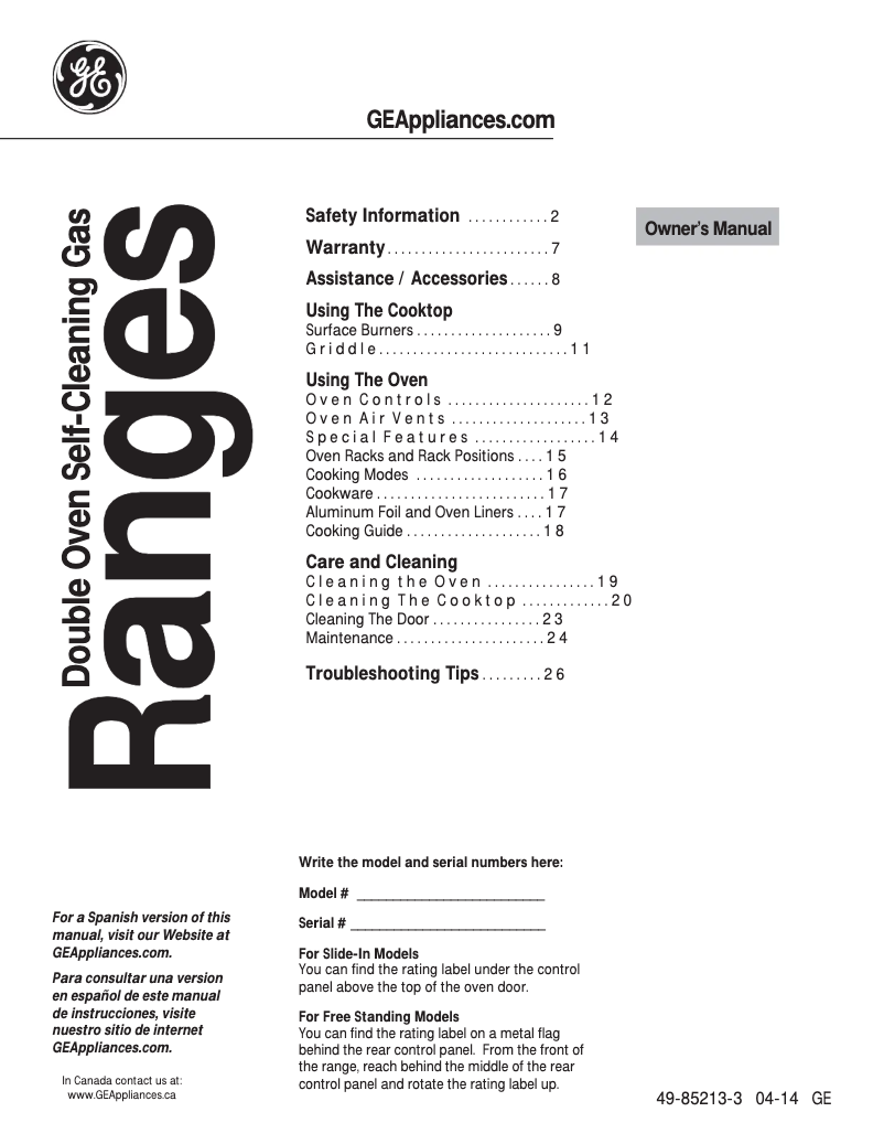 Imagen de la primera página del manual del dispositivo JGB850SEFSS