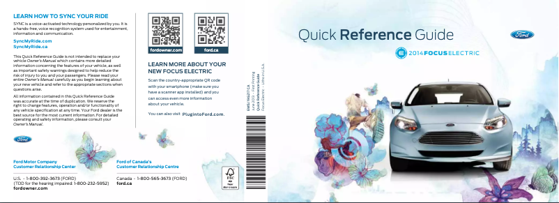 Imagen de la primera página del manual del dispositivo Focus Electric (2014)