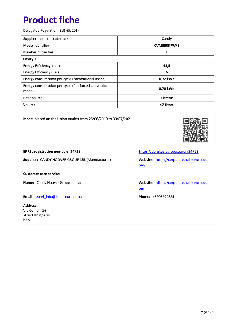 Imagen de la primera página del manual del dispositivo CVM550KFW/E