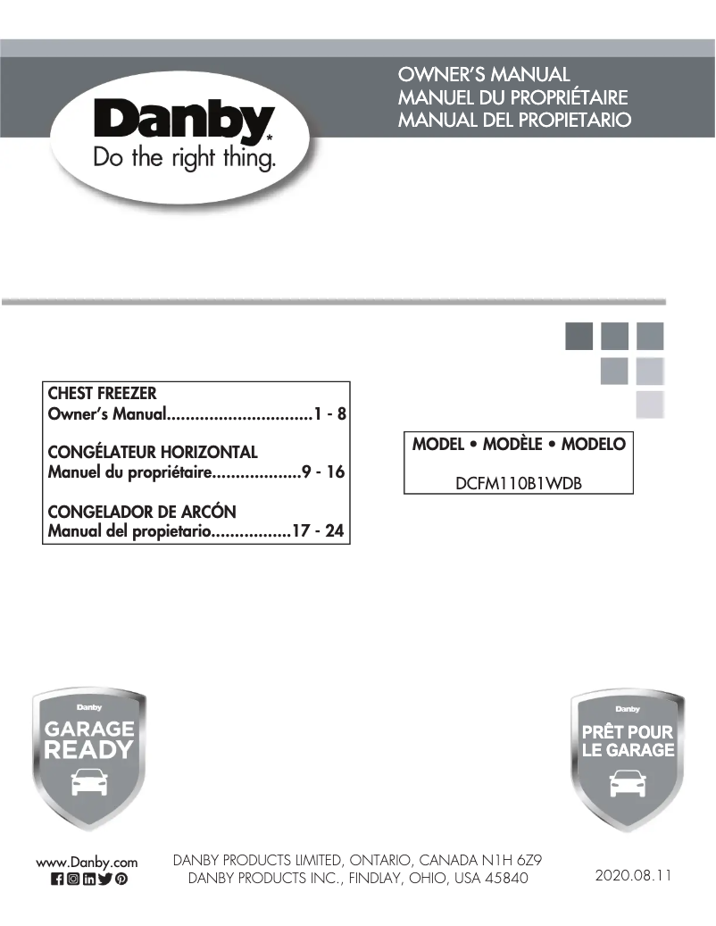 Página nº 1 - Manual de usuario Danby DCFM110B1WDB