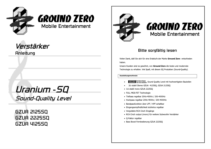 Imagen de la primera página del manual del dispositivo GZUA 2225SQ