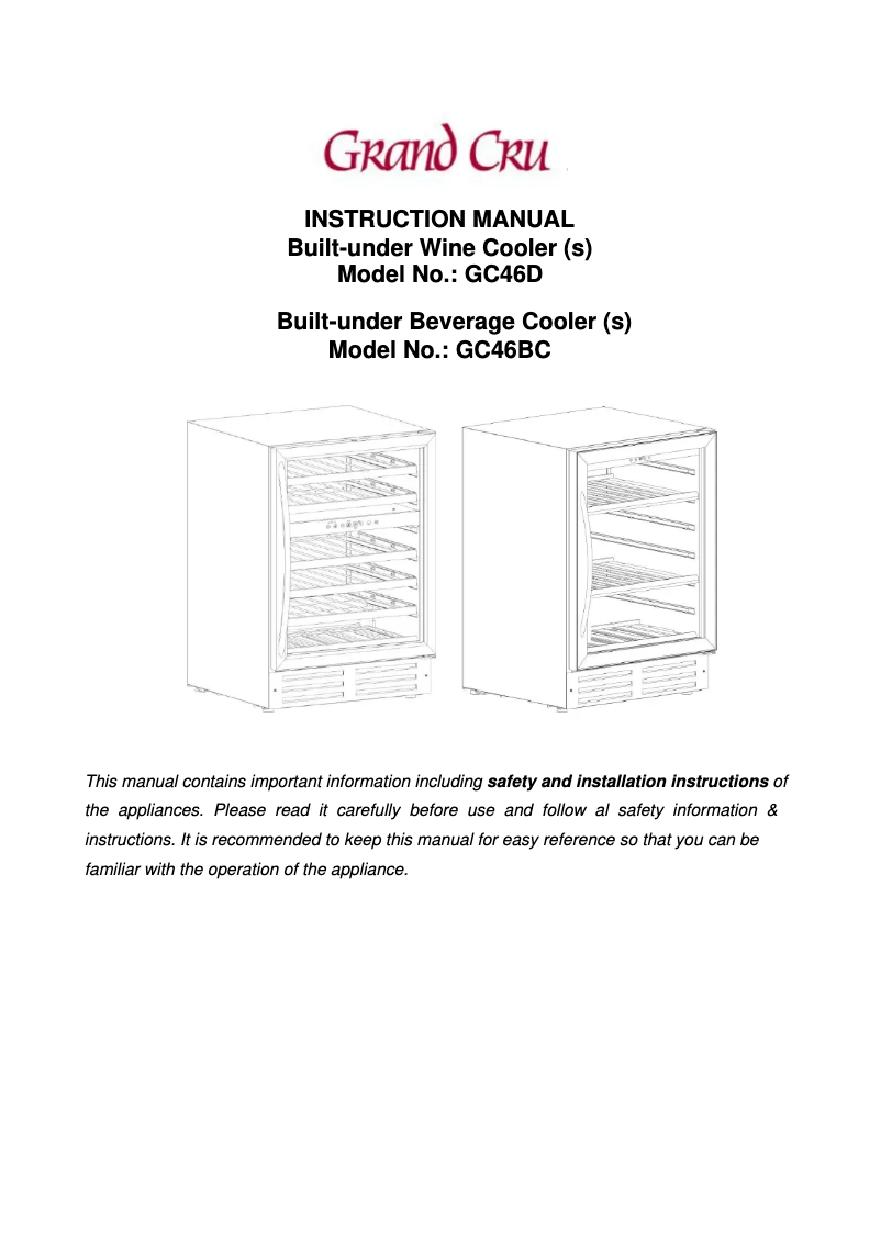 Página 1 del manual Manual de usuario Grand Cru GC46D