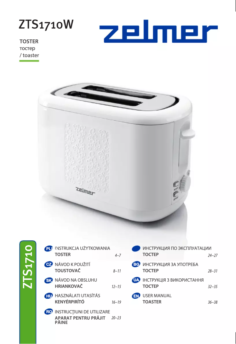 Página 1 del manual Manual de uso y mantenimiento Zelmer ZTS1710W