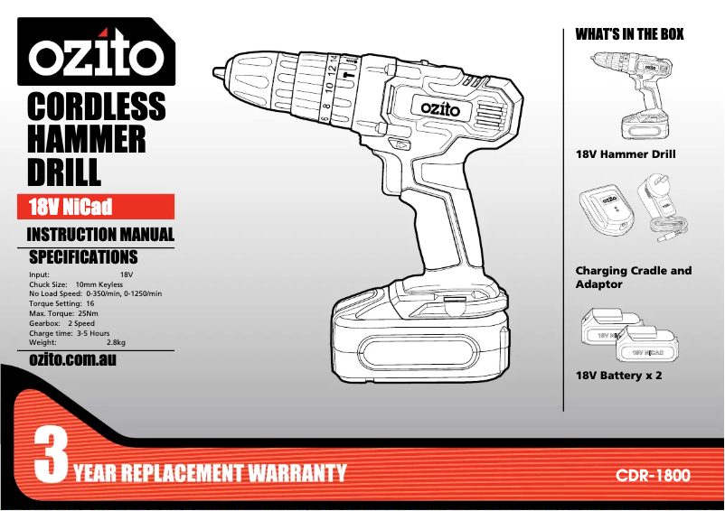 Imagen de la primera página del manual del dispositivo CDR-1800