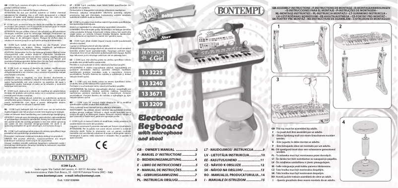 Página 1 del manual Manual de usuario Bontempi 13 3240