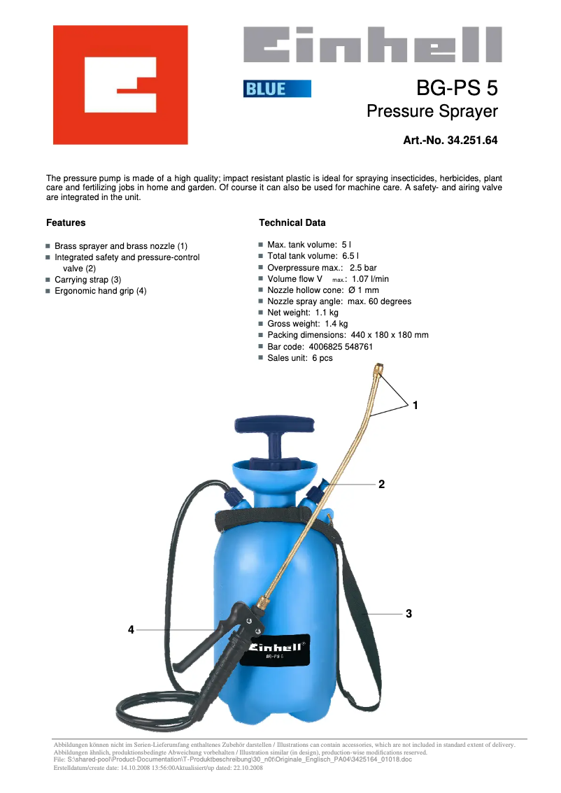 Página 1 del manual Manual de usuario Einhell BG-PS 5