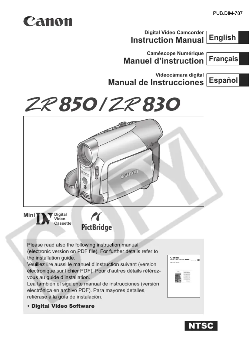 Imagen de la primera página del manual del dispositivo ZR850