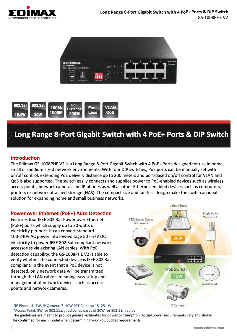 Imagen de la primera página del manual del dispositivo GS-1008PHE V2