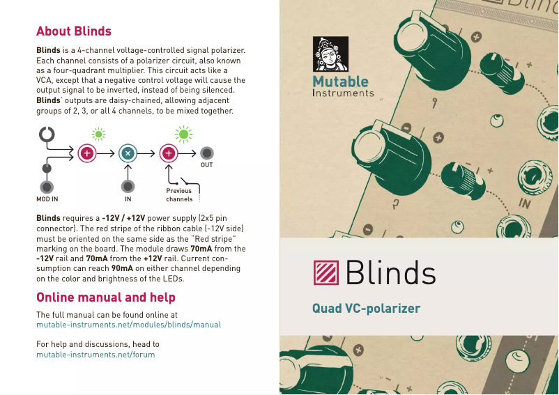 Página 1 del manual Manual de usuario Mutable Instruments Blinds