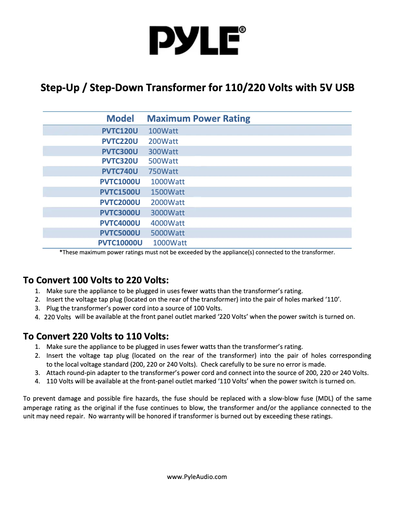 Página nº 1 - Manual de usuario Pyle PVTC300U