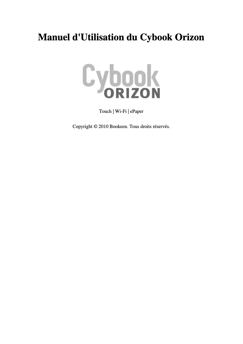 Imagen de la primera página del manual del dispositivo Cybook Orizon