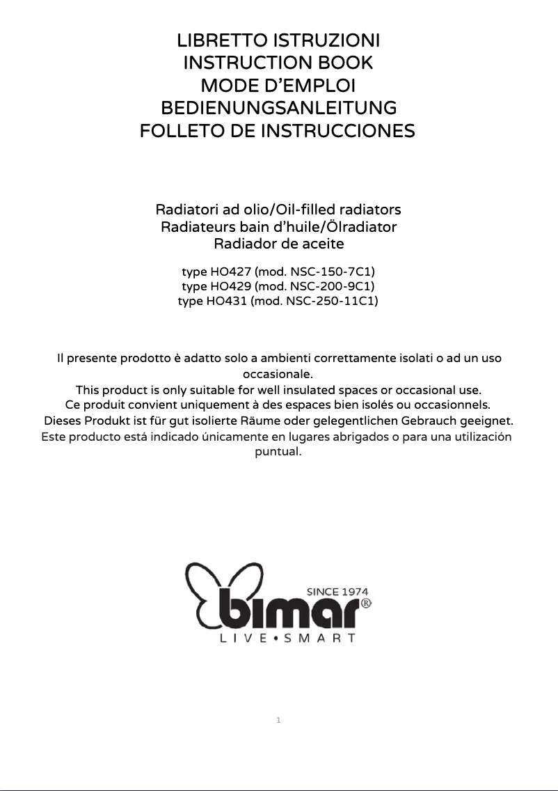 Página 1 del manual Manual de usuario Bimar HO429