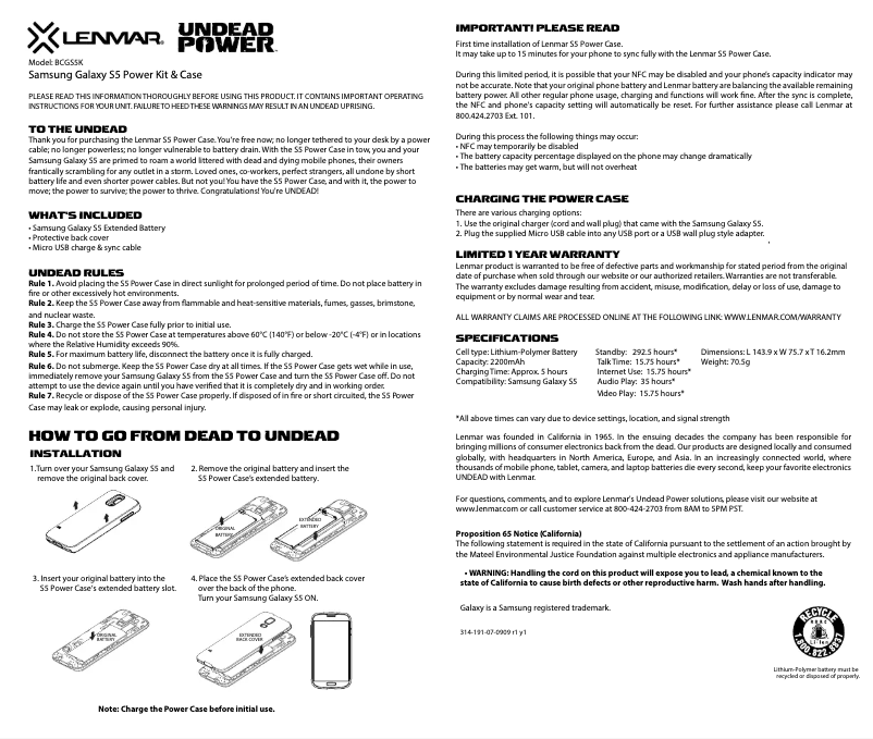 Página 1 del manual Manual de usuario Lenmar BCGS5K