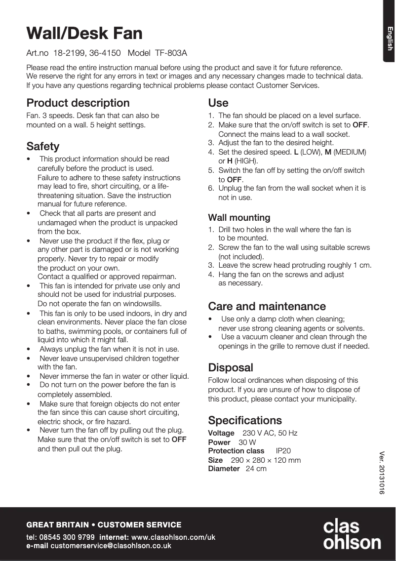 Imagen de la primera página del manual del dispositivo TF-803A