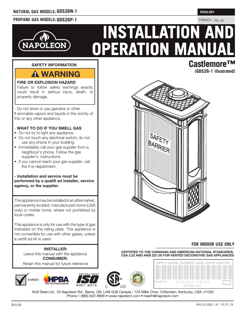 Imagen de la primera página del manual del dispositivo Castlemore GDS26