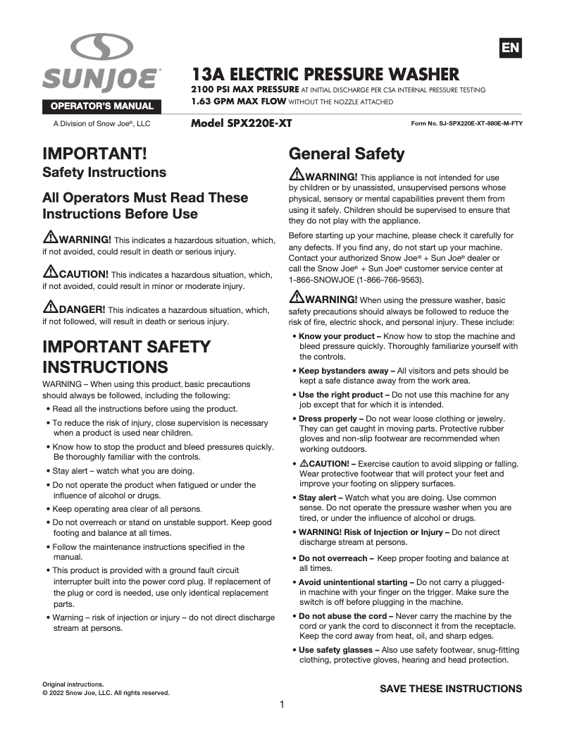 Imagen de la primera página del manual del dispositivo SPX220E-XT