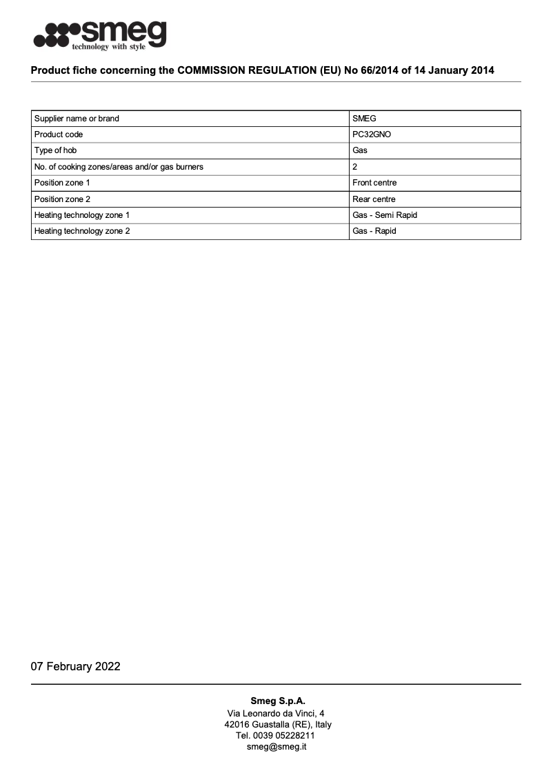 Página 1 del manual Folleto Smeg PC32GNO