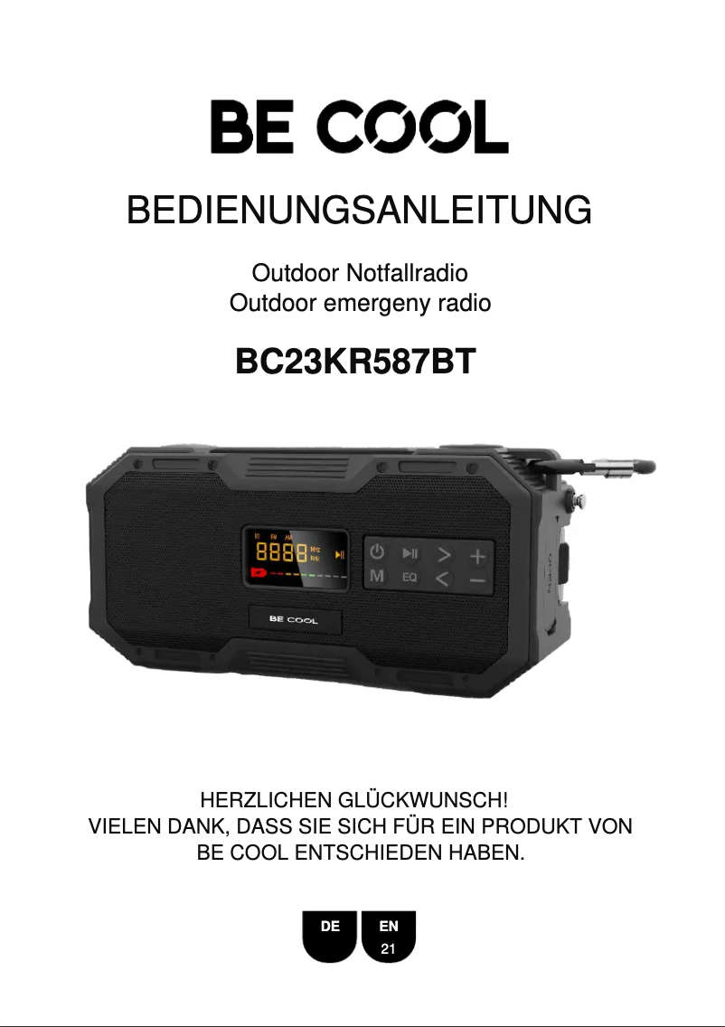 Imagen de la primera página del manual del dispositivo BC23KR587BT