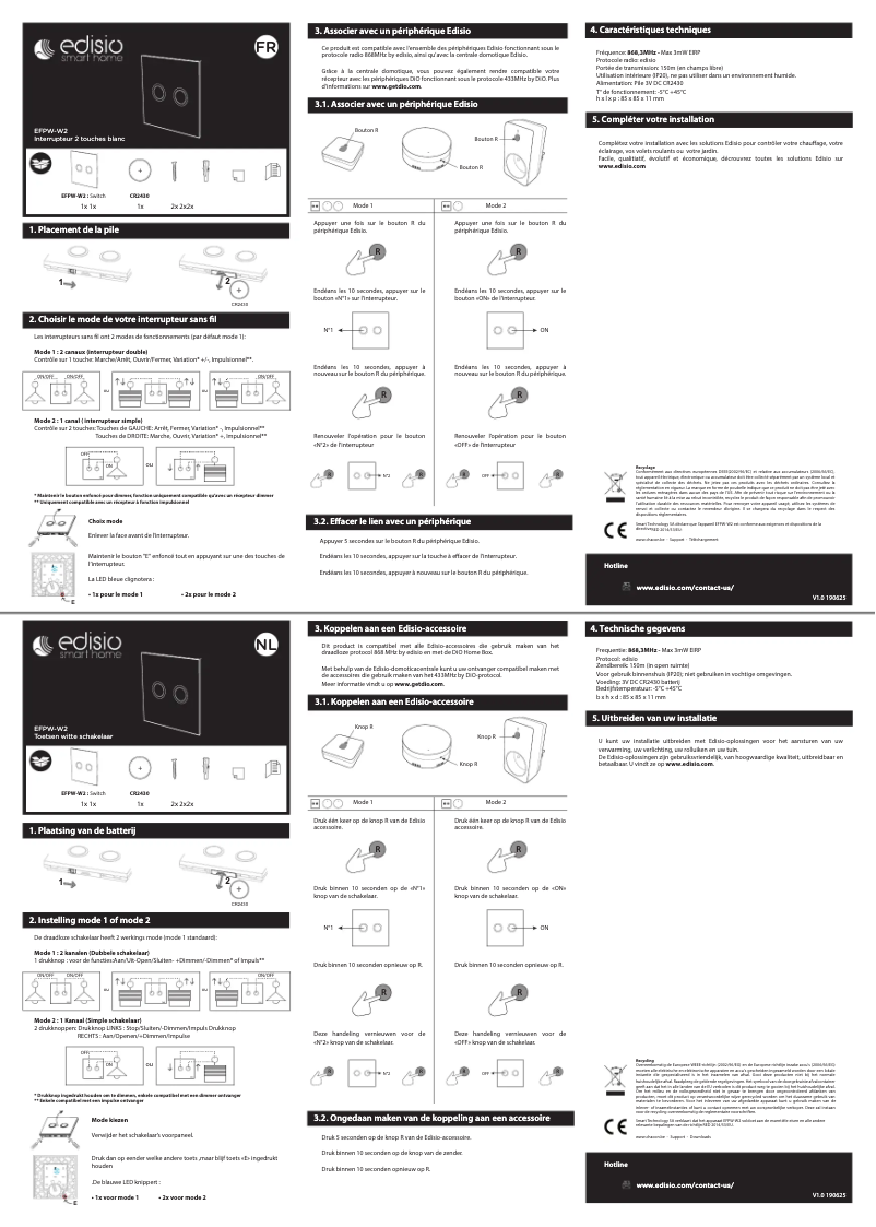 Imagen de la primera página del manual del dispositivo EFPW-W2