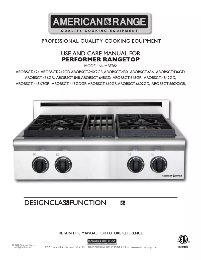 Imagen de la primera página del manual del dispositivo Performer AROBSCT-660GDGR