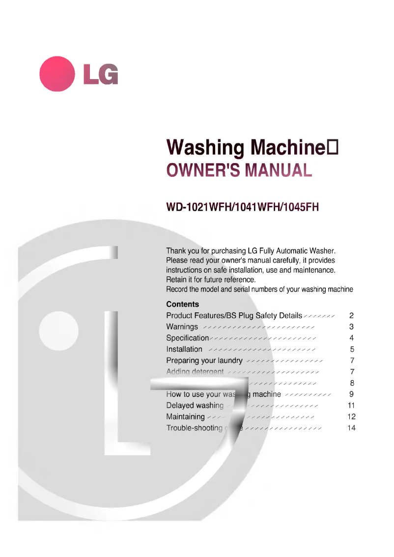 Imagen de la primera página del manual del dispositivo WD-1045FH