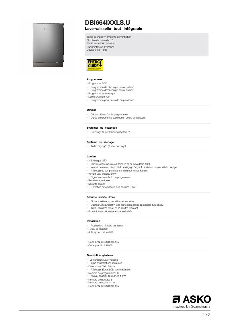 Imagen de la primera página del manual del dispositivo DBI664IXXLS.U